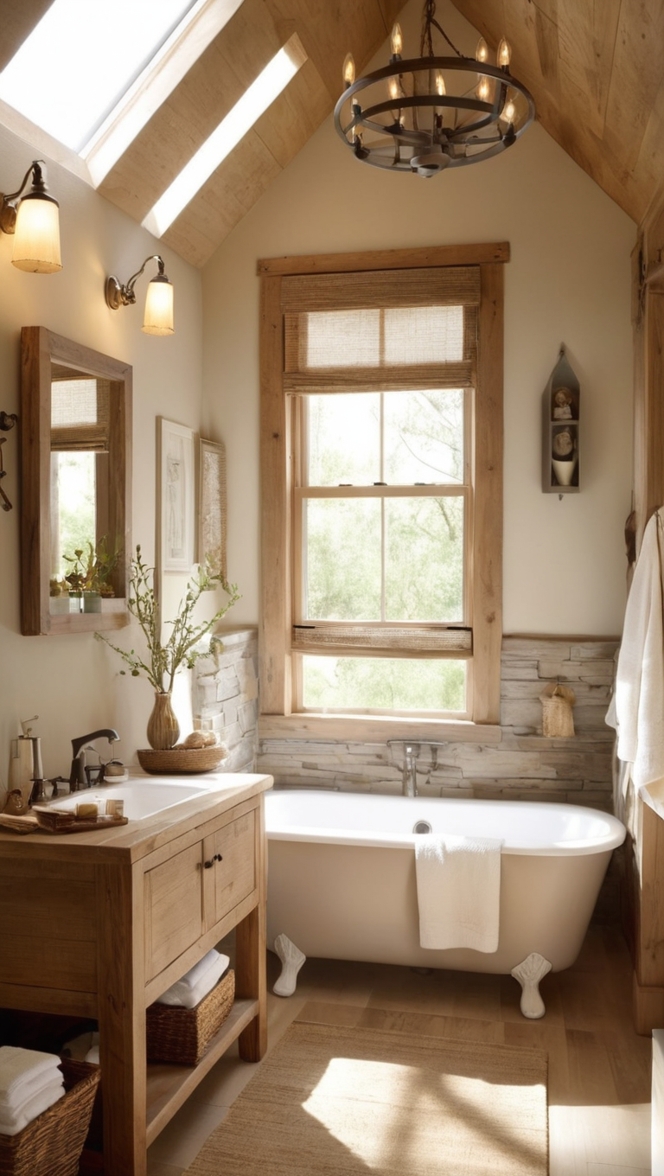 How can I incorporate small full bathroom ideas with a rustic touch? ?