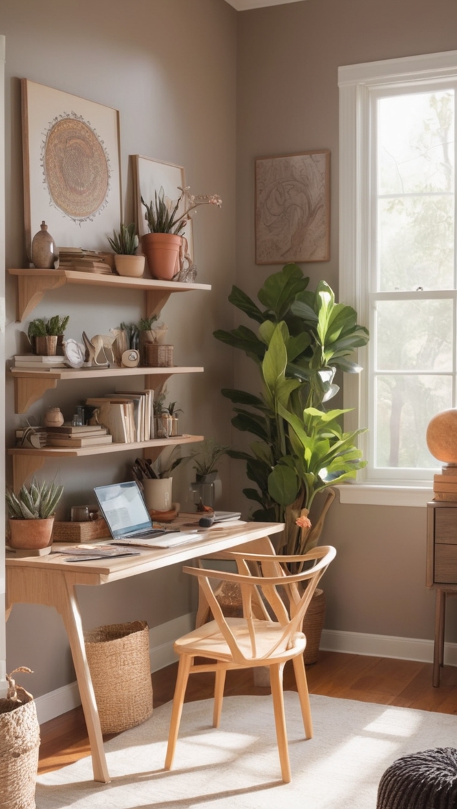 witchy decor, gothic office, mystical workspace, occult vibes, dark home office