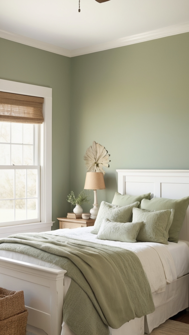 sage green bedding, rustic farmhouse decor, shabby chic furniture, vintage bedroom ideas, cottagecore style