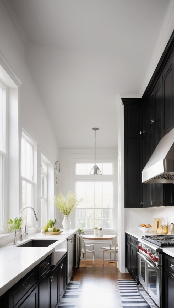 white kitchen cabinets, black and white kitchen, modern white kitchen, black kitchen cabinets, glossy white kitchen cabinets