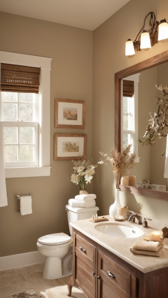 bathroom renovation, modern design, rustic aesthetics, contemporary bathroom, natural elements