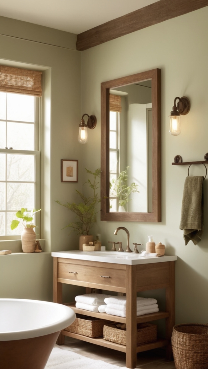 bathroom renovation, modern design, rustic aesthetics, contemporary bathroom, natural elements