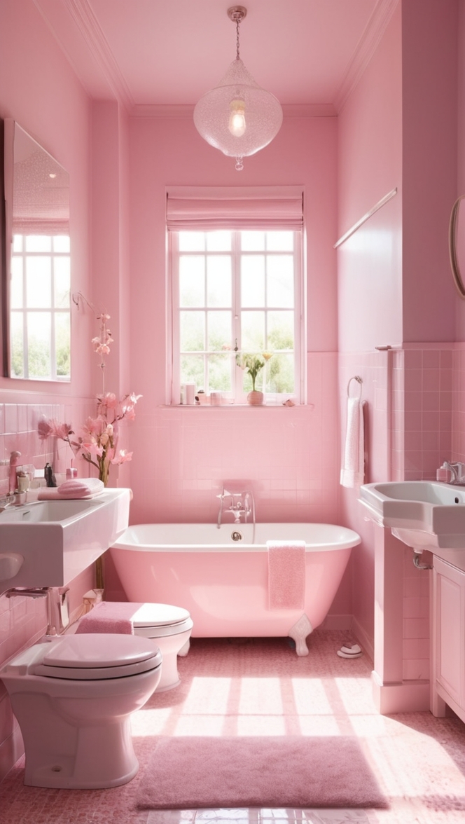 pink bathroom decor, pink bathroom accessories, pink bathroom tiles, pink bathroom ideas, pink bathroom rugs