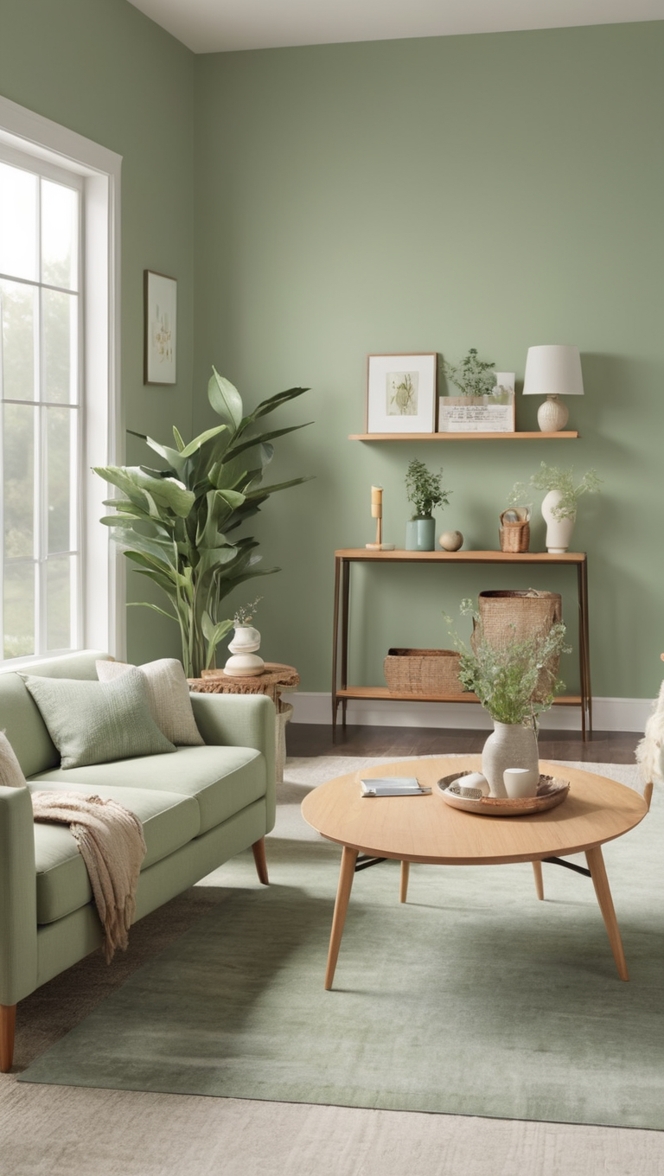 sage green sofa, sage green walls, sage green decor, sage green curtains, sage green furniture