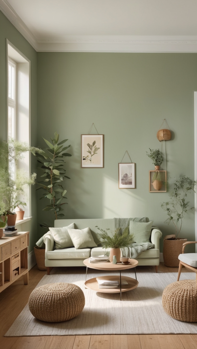 sage green sofa, sage green walls, sage green decor, sage green curtains, sage green furniture