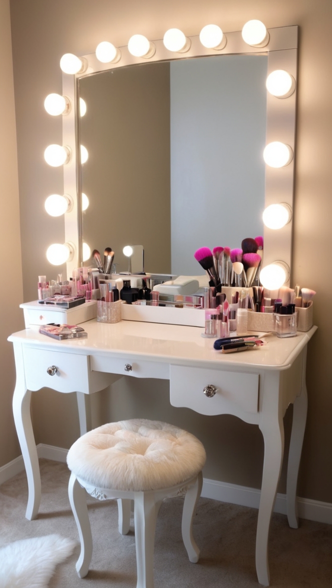 bedroom vanity, vanity ideas, makeup desk, makeup vanity, vanity table