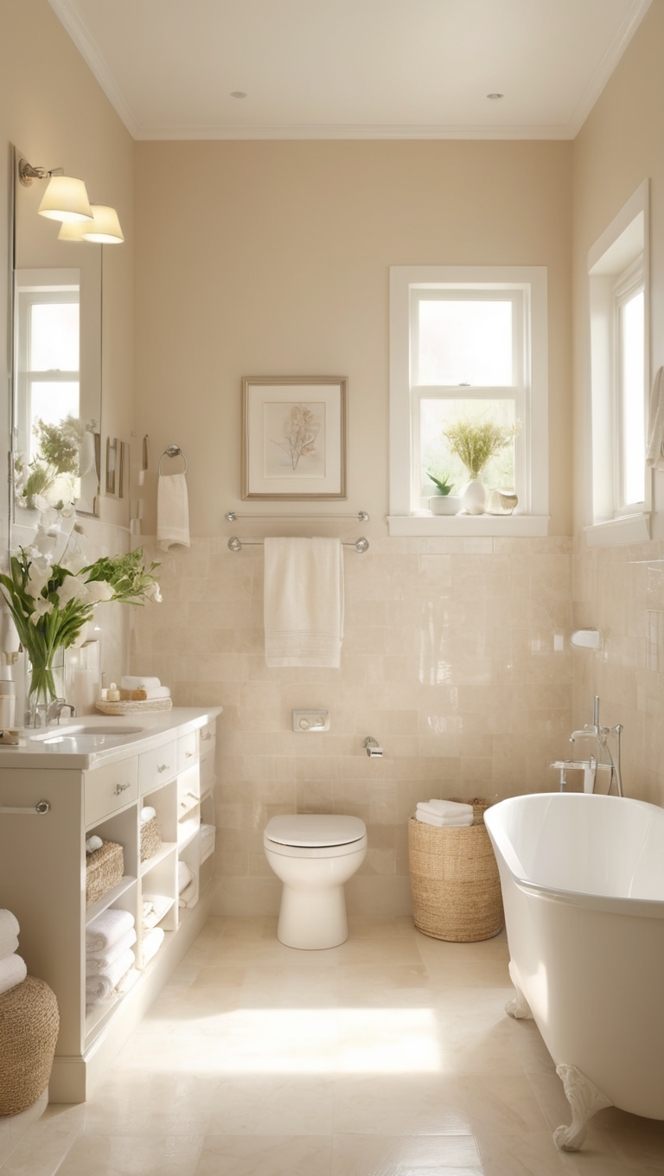 How would you design your dream beige and white bathroom? ?