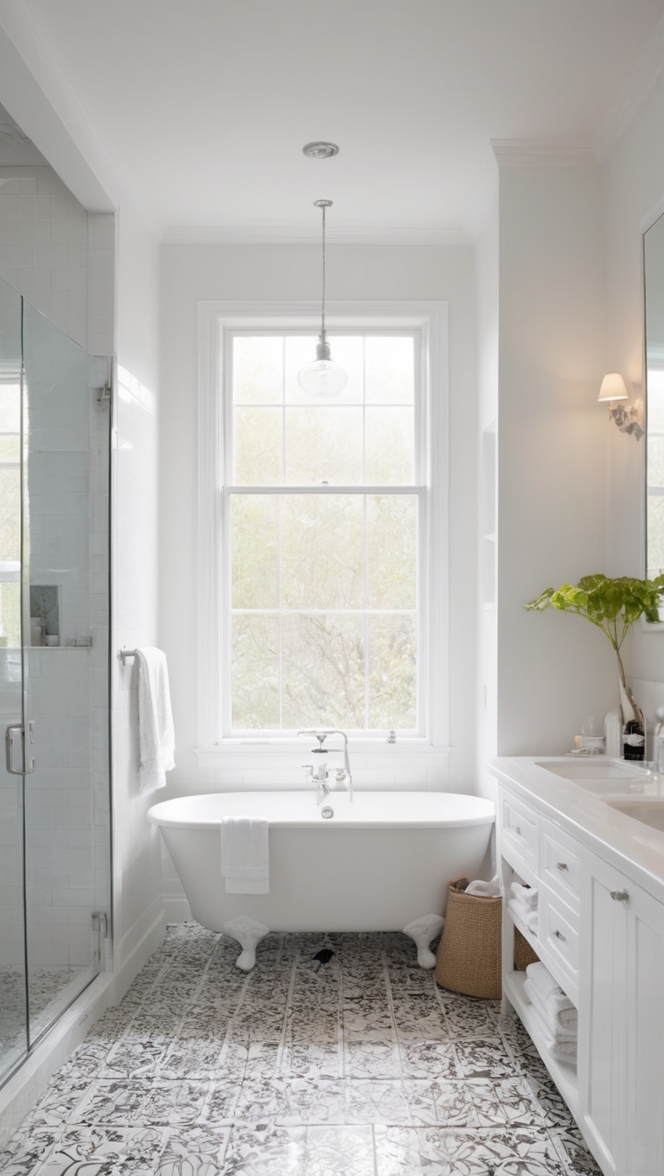 How can I make my black and white tile bathroom feel more inviting? ?