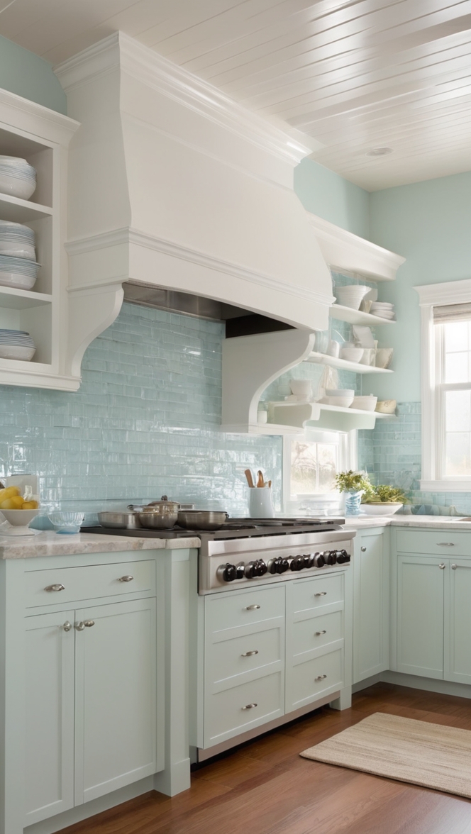 kitchen backsplash tile, coastal tile backsplash, beach kitchen backsplash, ocean-inspired backsplash, nautical backsplash