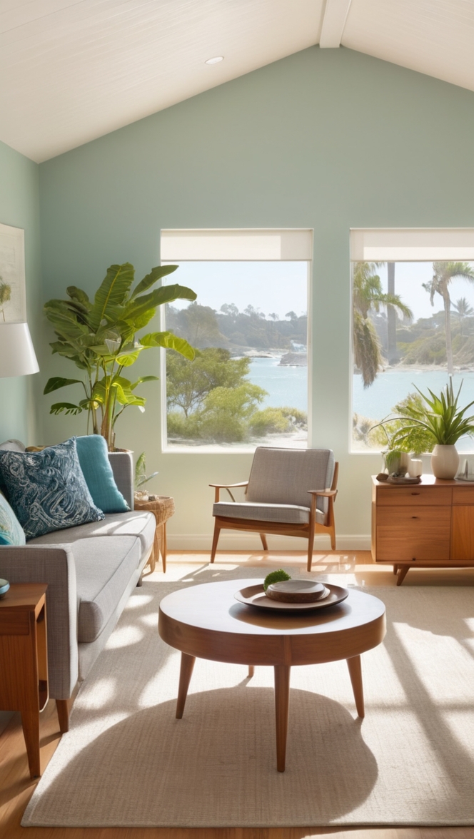 Features do you love most about the coastal mid century modern living room? ?
