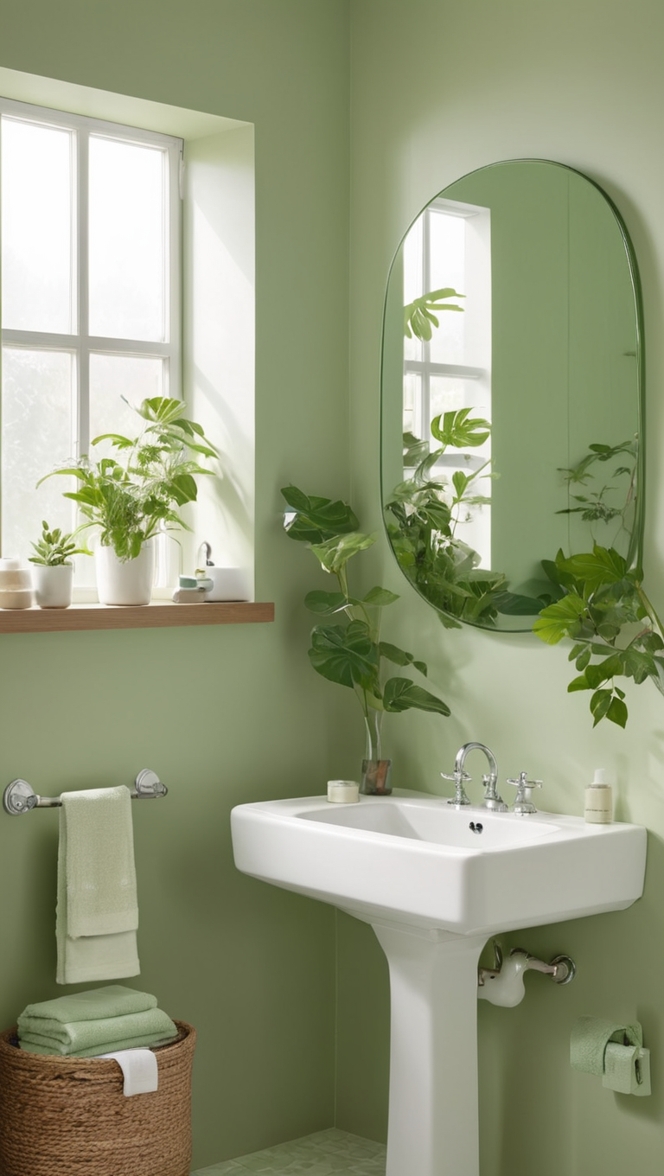 Elements of the green bathroom aesthetic do I find most appealing? ?