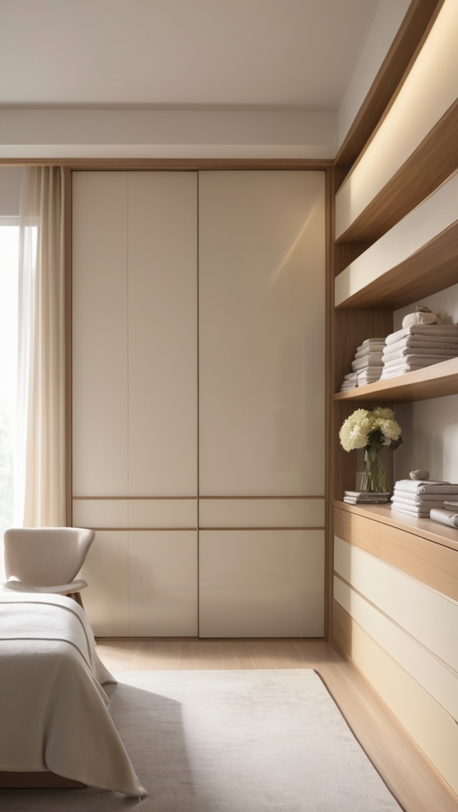 luxury wardrobe design, custom closet solutions, sliding door wardrobes, high-end closet systems, bespoke bedroom storage