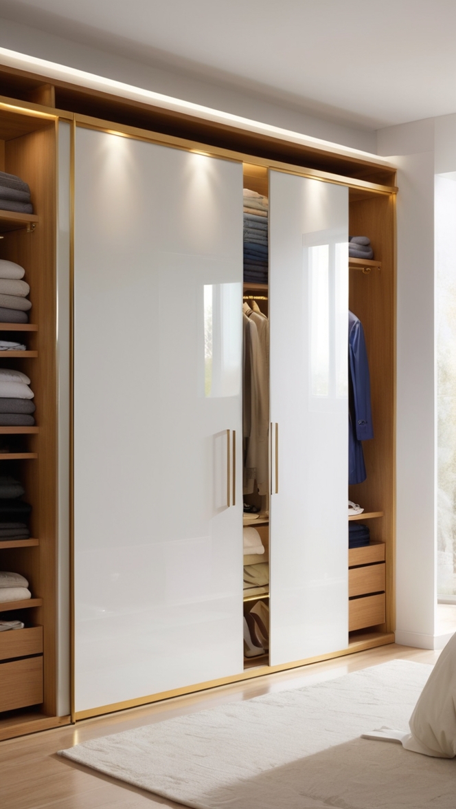 luxury wardrobe design, custom closet solutions, sliding door wardrobes, high-end closet systems, bespoke bedroom storage