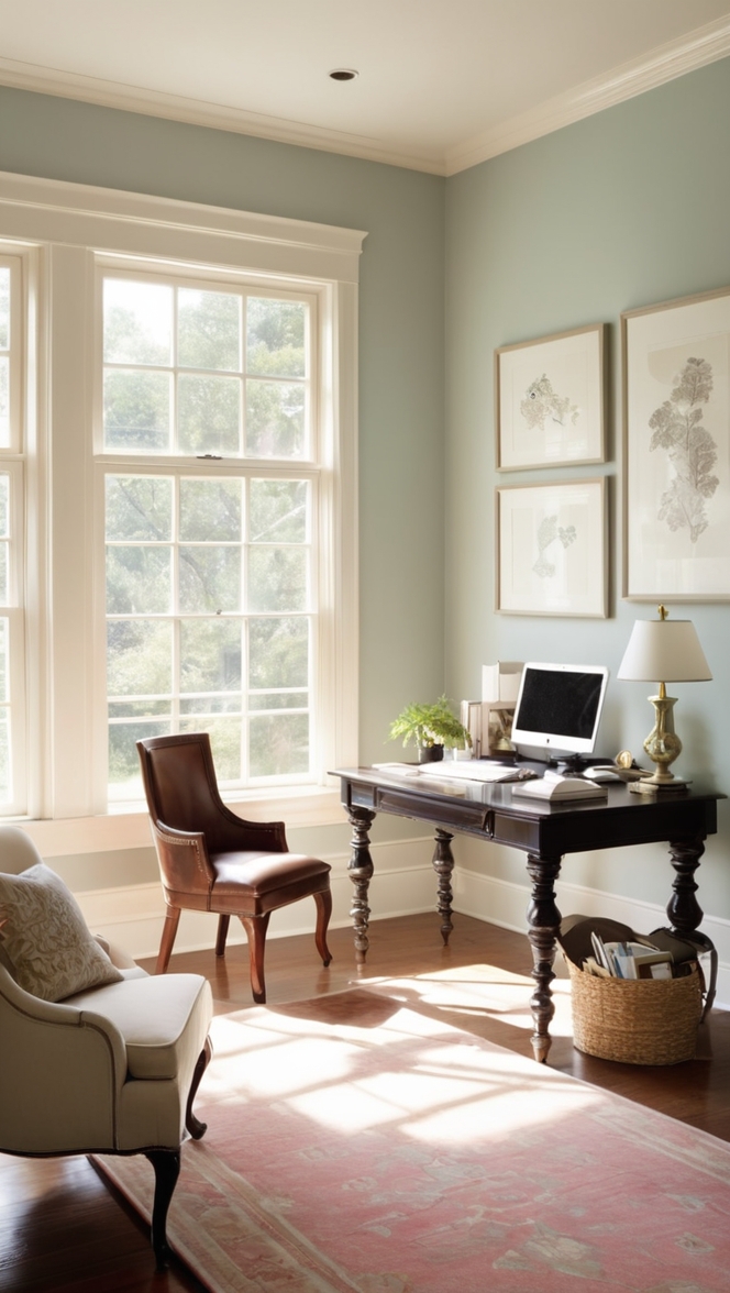 modern home office furniture, colonial office decor, stylish home office design, contemporary workspace setup, elegant office organization