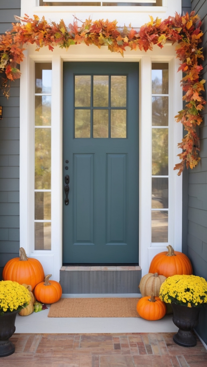 modern fall wreaths, autumn door decorations, stylish fall porch decor, contemporary fall entryway, trendy fall home accents