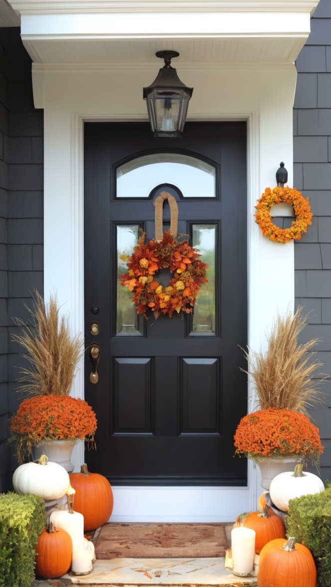 How can I create a stylish modern fall front door decor? ?