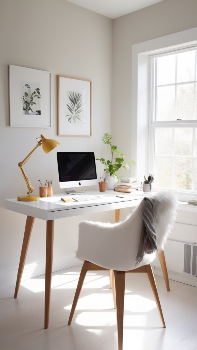 modern home office, minimal workspace, contemporary workstation, sleek office design, stylish minimalist office