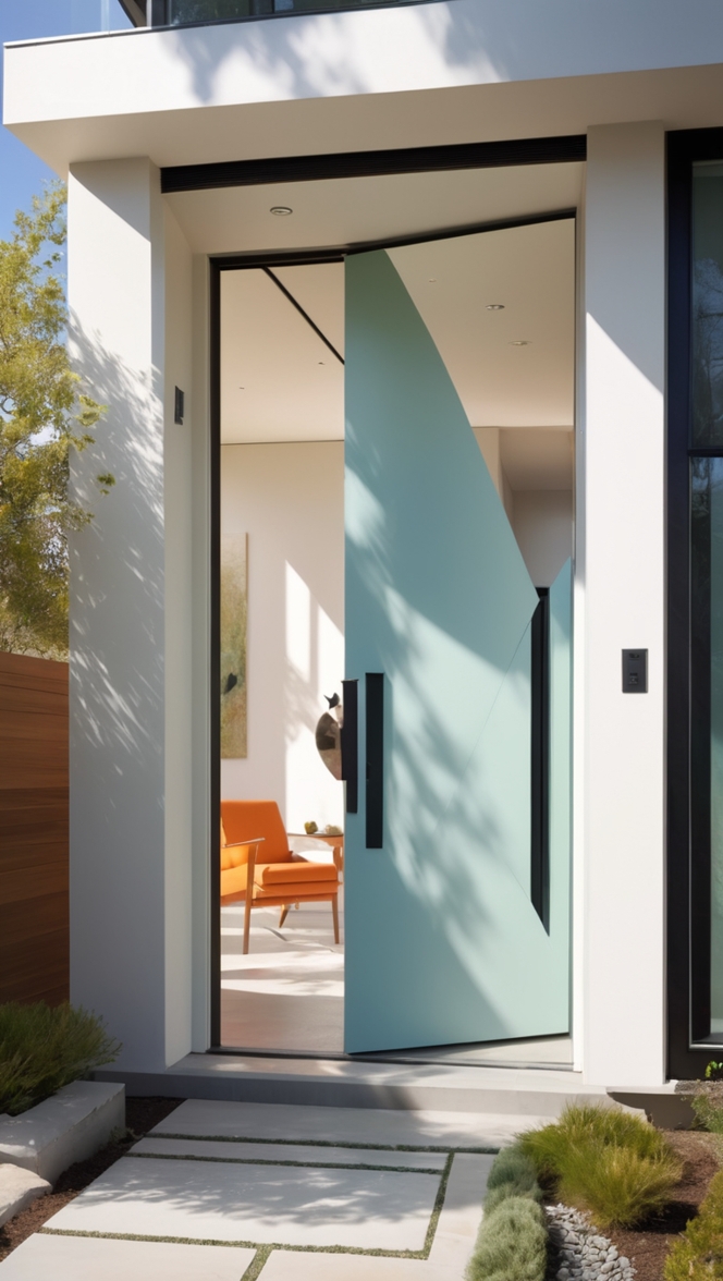 What are your thoughts on the sleek design of a modern pivot front door? ?