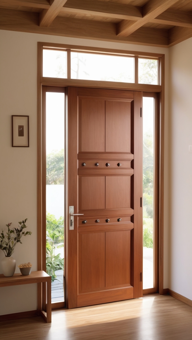 How can I enhance my homes security with a stylish safety door design entrance wooden? ?