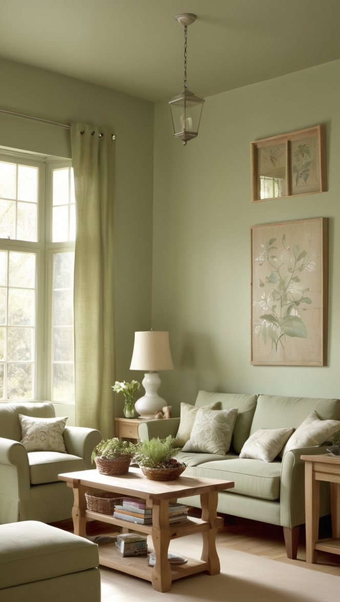 I’m curious about your sage green and oak living room. How did you choose these colors? ?