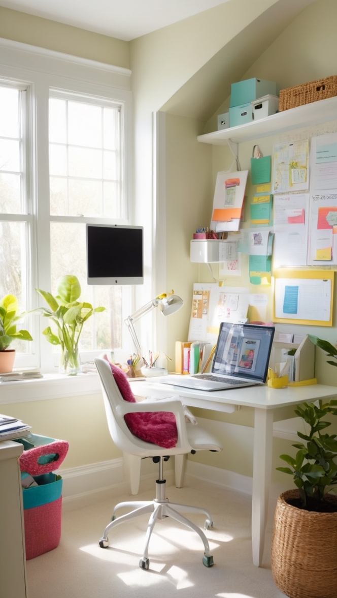 home office organization, office desk organization, home office storage solutions, home office design ideas, small office space organization