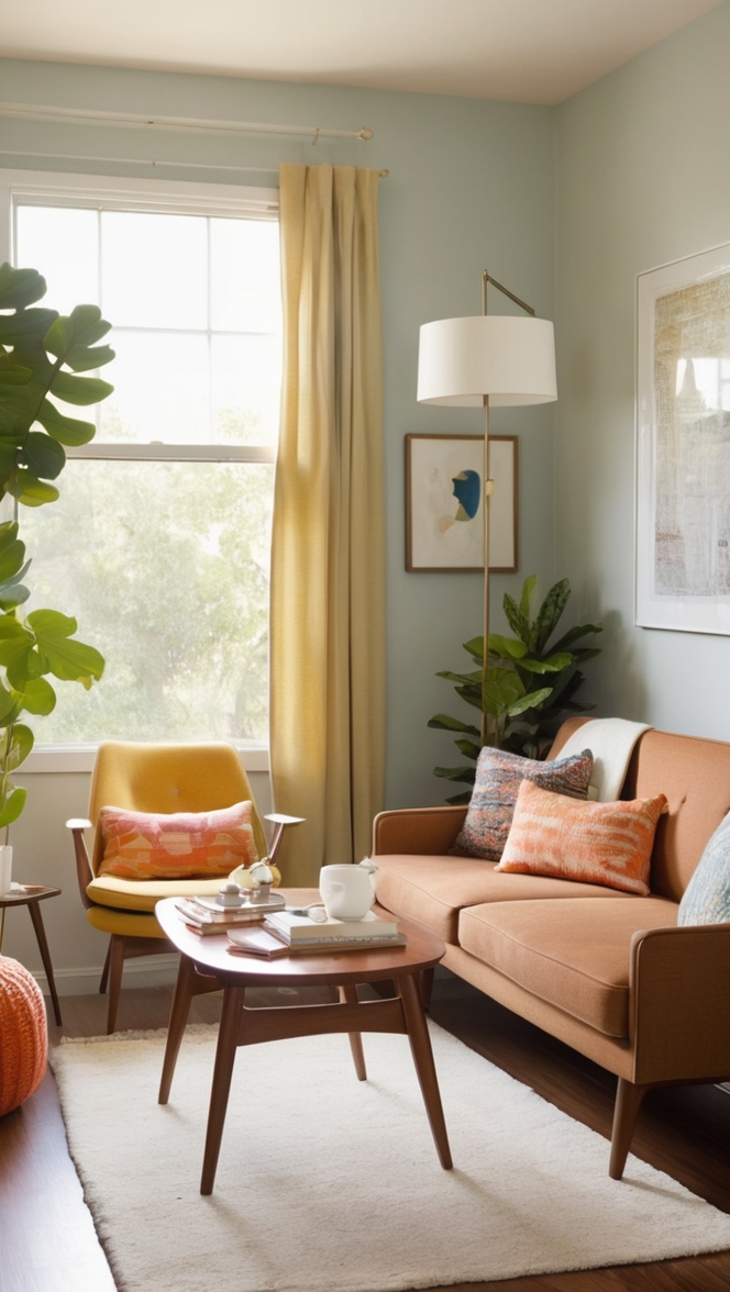 How can I maximize space in my small living room mid century modern style? ?