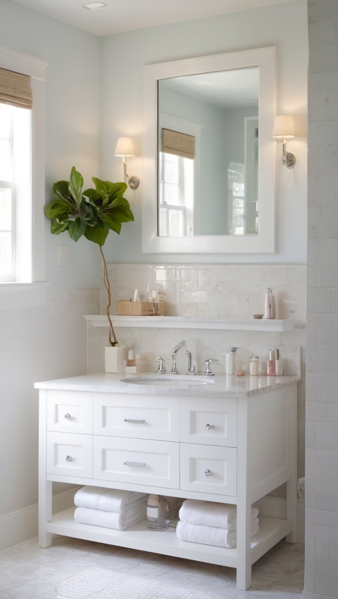 What is the best way to style a white bathroom vanity in your home? ?