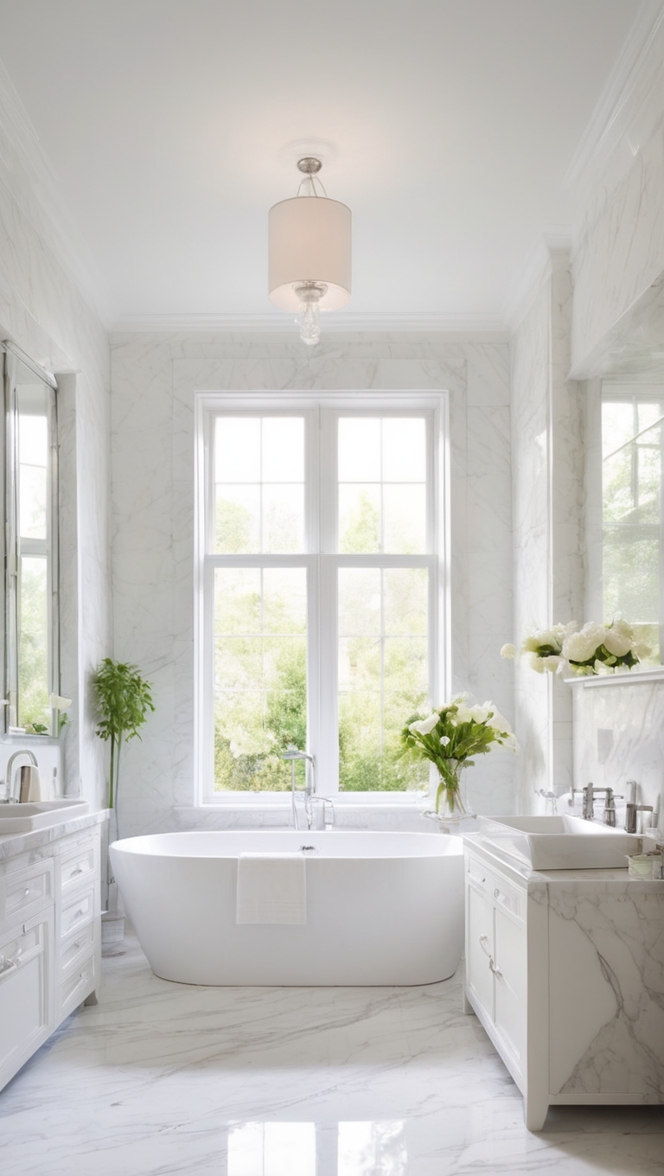 What are some of the best white marble bathroom ideas for a luxurious touch? ?