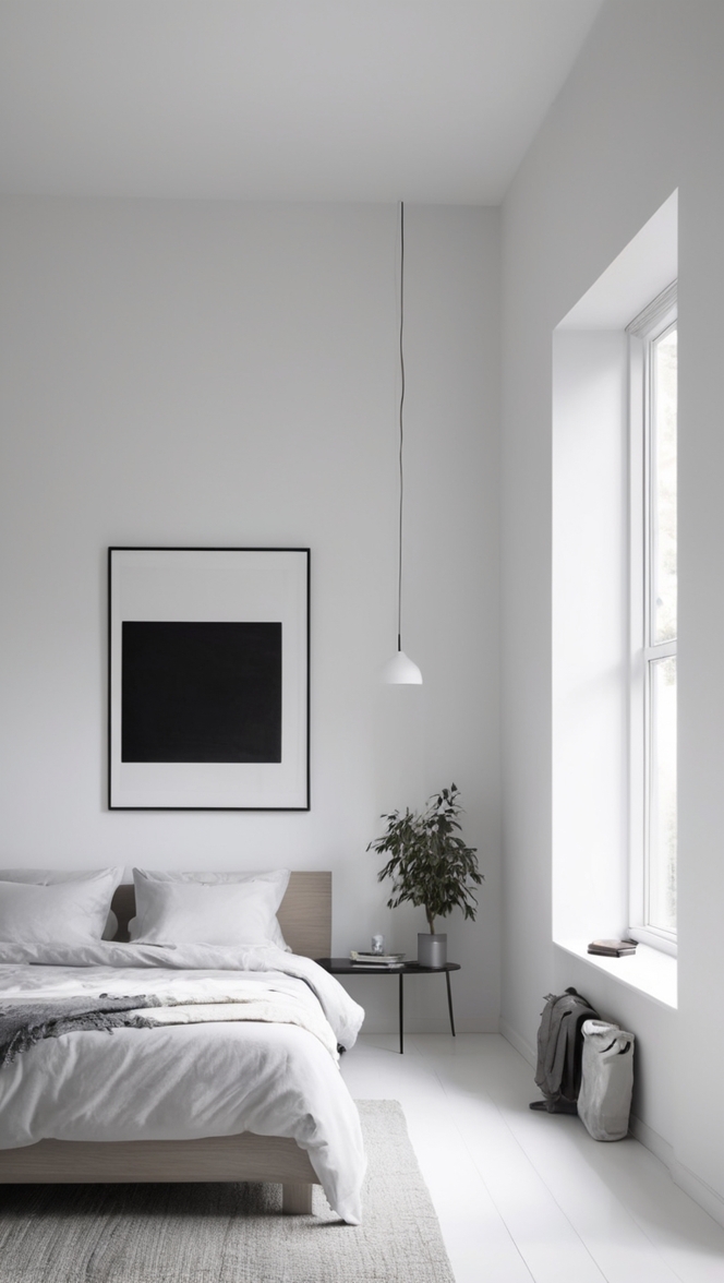 How can I decorate a black and white minimalist bedroom? ?