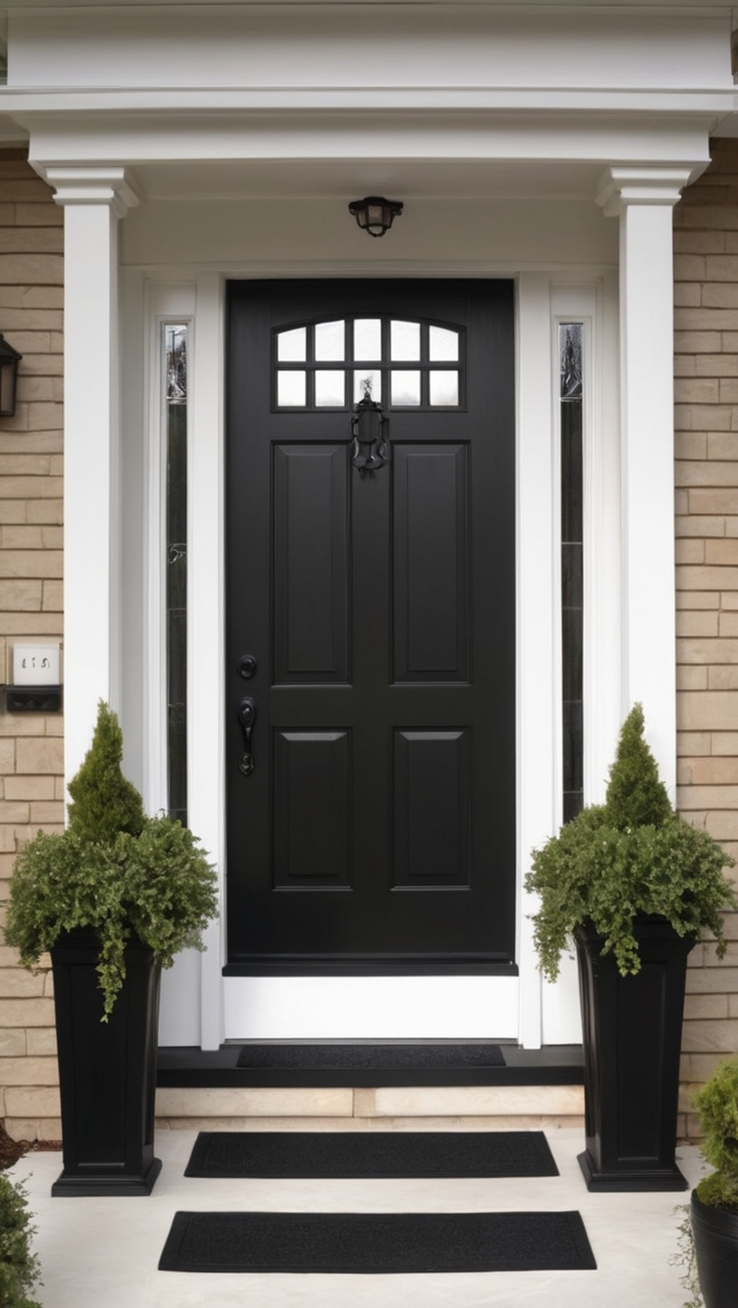 black front door with sidelights, modern entryway door, contemporary door designs, modern double door, sleek entrance door