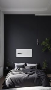 black bedroom decor, modern minimalist bedroom, black and white bedroom design, monochrome bedroom ideas, sleek minimalist bedroom