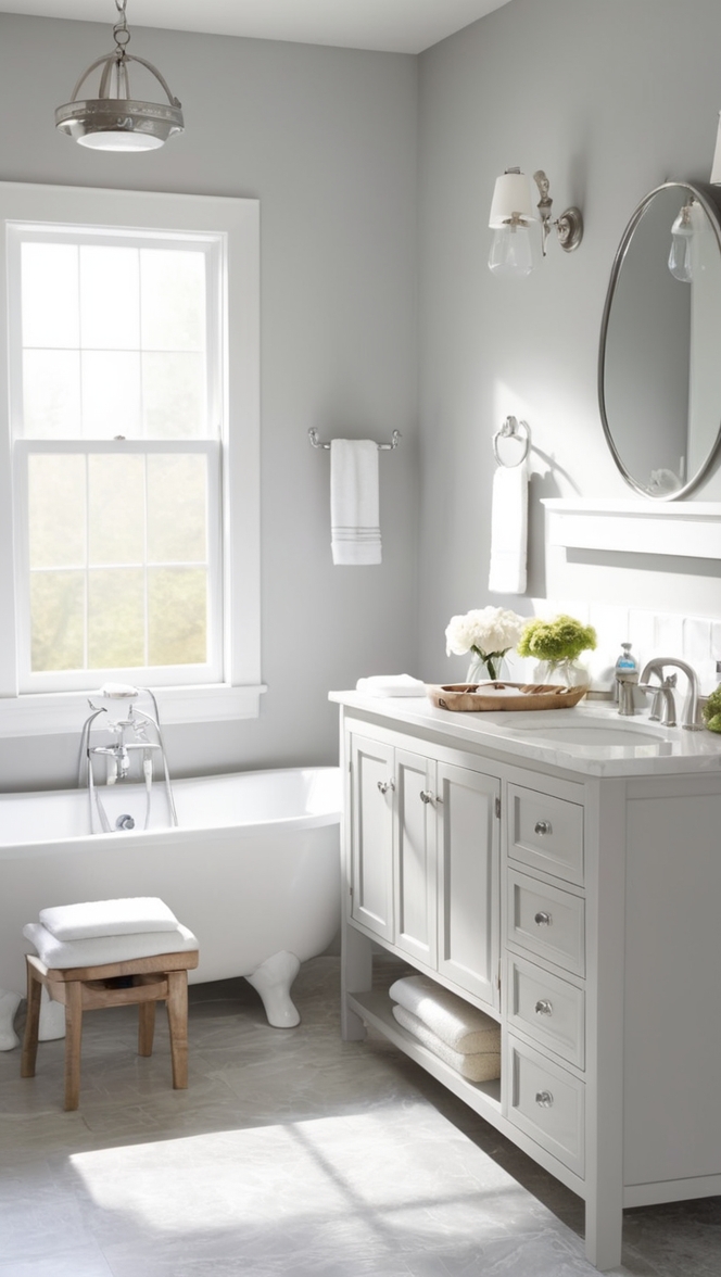 grey and white bathroom design, elegant bathroom decor, modern bathroom renovation, luxury bathroom remodel, stylish bathroom makeover