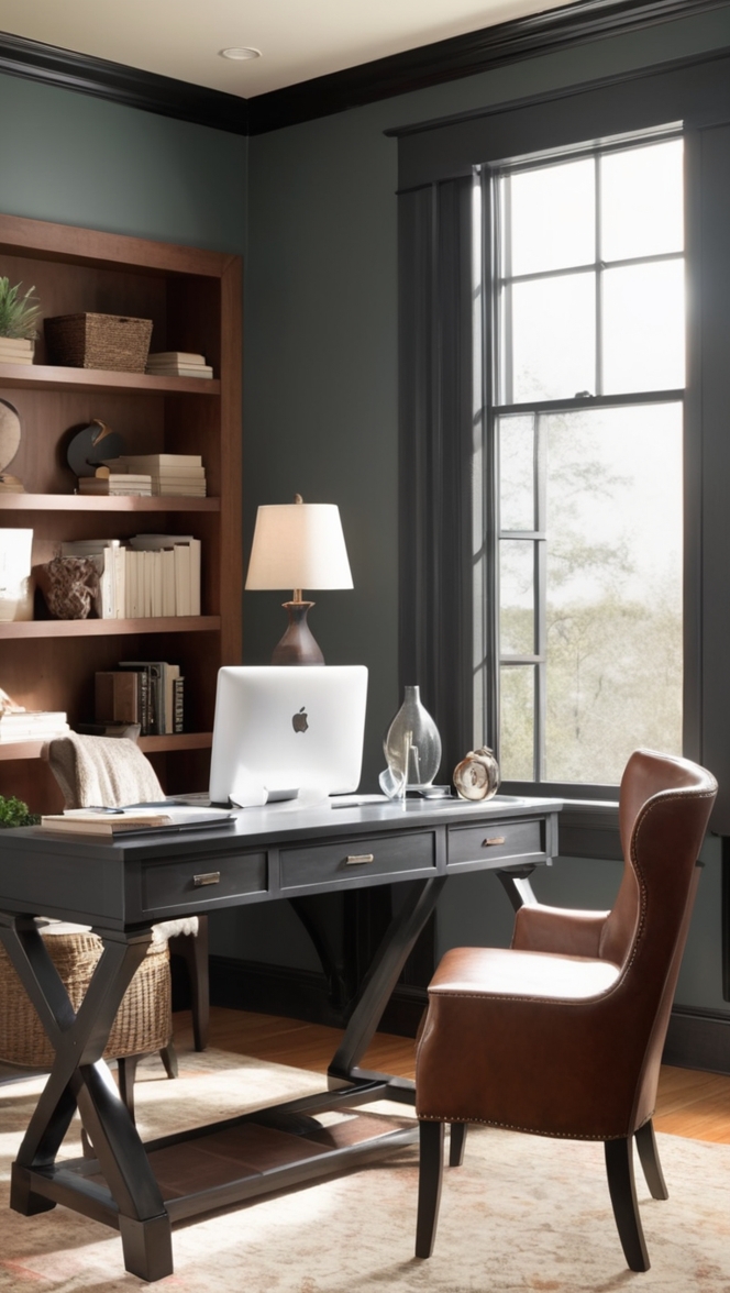 masculine home office decor, modern office furniture, stylish office accessories, contemporary office design, industrial home office ideas