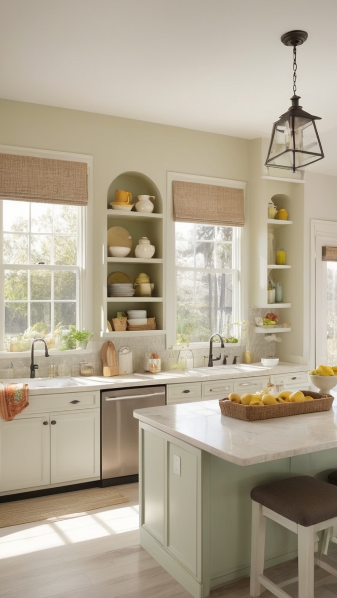 kitchen countertop accessories, kitchen counter styling ideas, countertop decoration tips, kitchen counter organization, elegant countertop decor