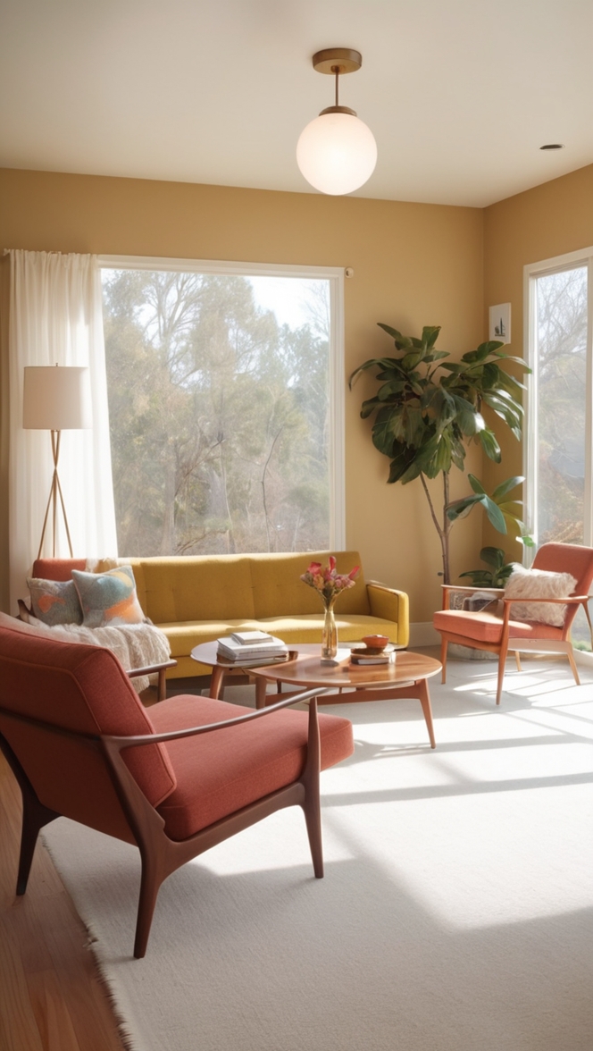 How can I make my living room mid century modern cozy? ?