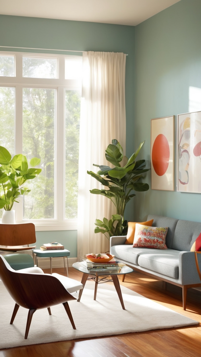 How can I incorporate mid-century modern living room paint colors for a chic look? ?