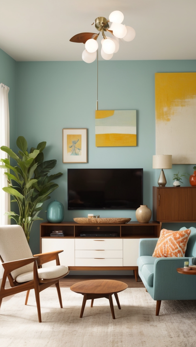 mid century modern, living room design, modern furniture, elegant decor, minimalist interior