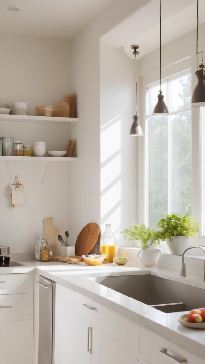 kitchen counter accessories, simple kitchen decor, modern kitchen countertops, minimalist kitchen design, sleek kitchen decor