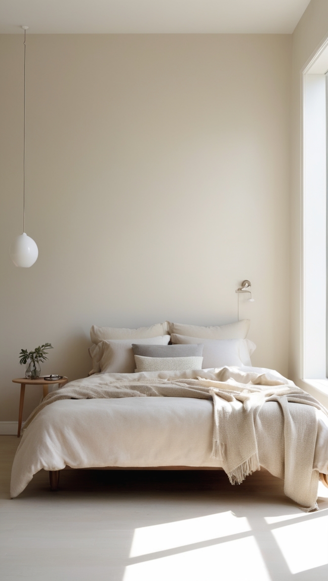 How would I add a cozy touch to my minimalist neutral bedroom? ?