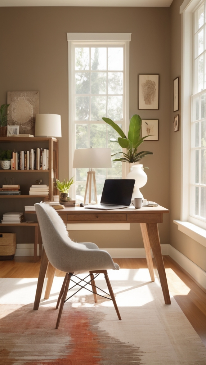 What color scheme would you choose for a modern earthy home office? ?