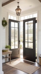 modern farmhouse front door, farmhouse entry door, rustic double door, farmhouse exterior door, vintage farmhouse door
