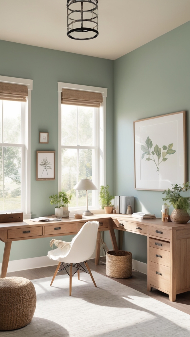 modern farmhouse decor, home office furniture, farmhouse style desk, rustic office design, vintage office accessories