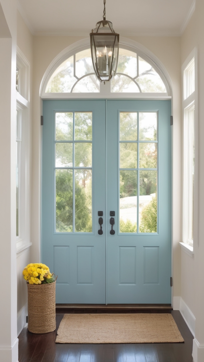 Some unique features of a modern front door with windows ?