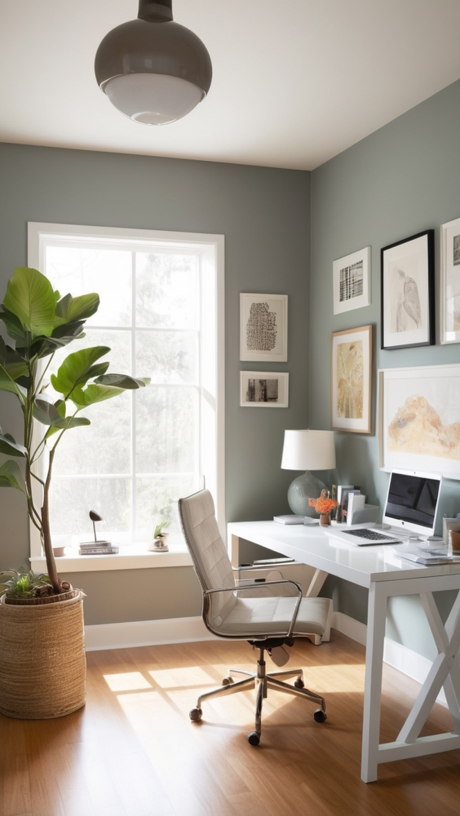 home office layout, office furniture, workspace design, ergonomic chair, minimalist decor