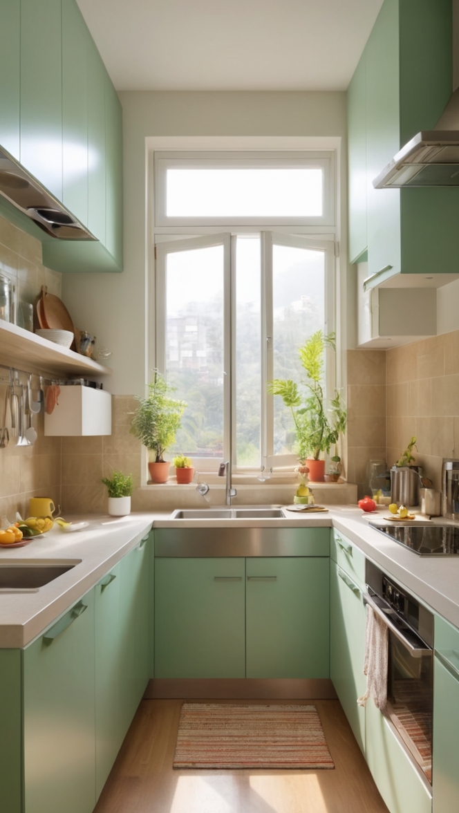 modular kitchen layout, kitchen design ideas, space-saving kitchen, small kitchen solutions, compact kitchen design