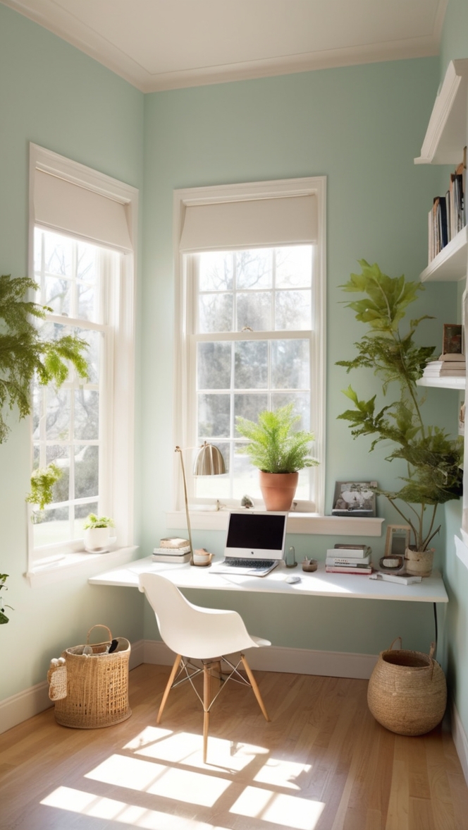 modern office furniture, contemporary office design, organic office decor, minimalist workspace setup, eco-friendly home office