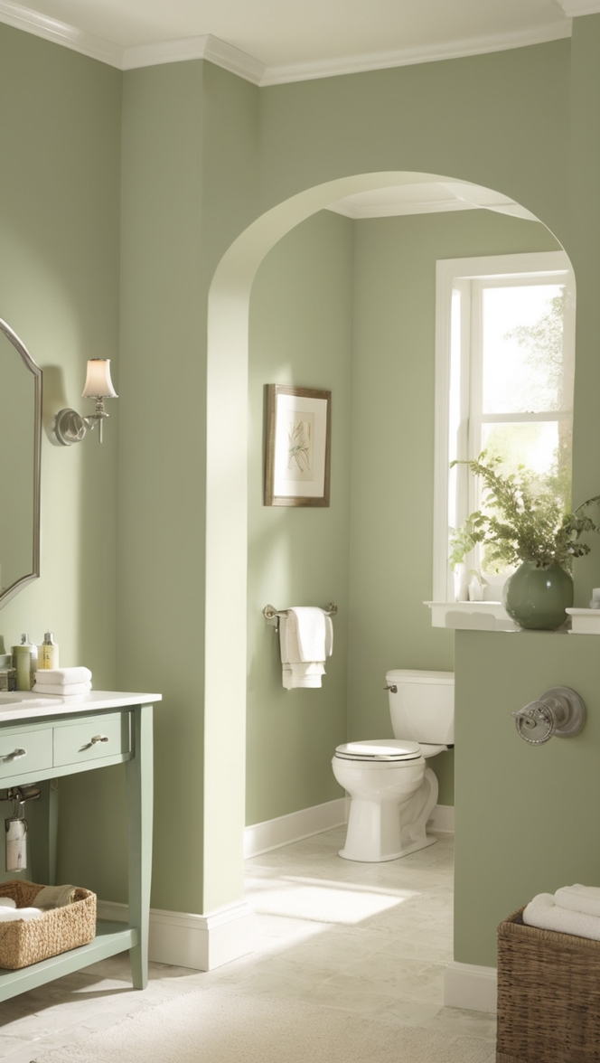 sage green bathroom decor, sage green bathroom ideas, best sage green paint, sage green bathroom accessories, sage and white bathroom