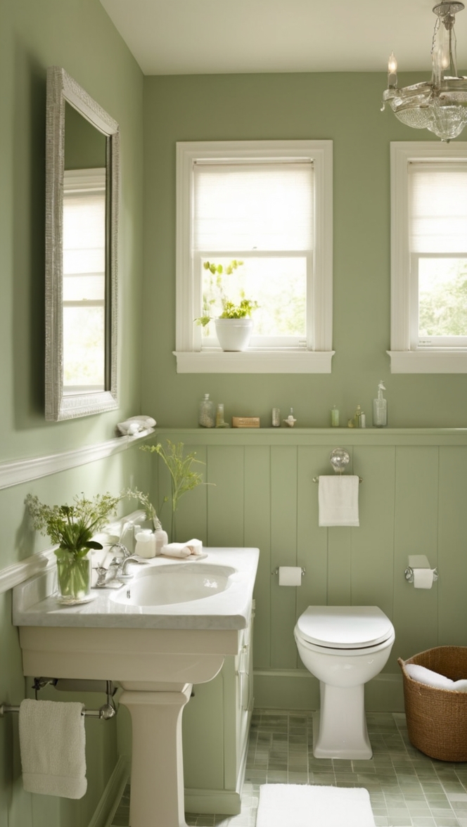 sage green bathroom decor, sage green bathroom ideas, best sage green paint, sage green bathroom accessories, sage and white bathroom