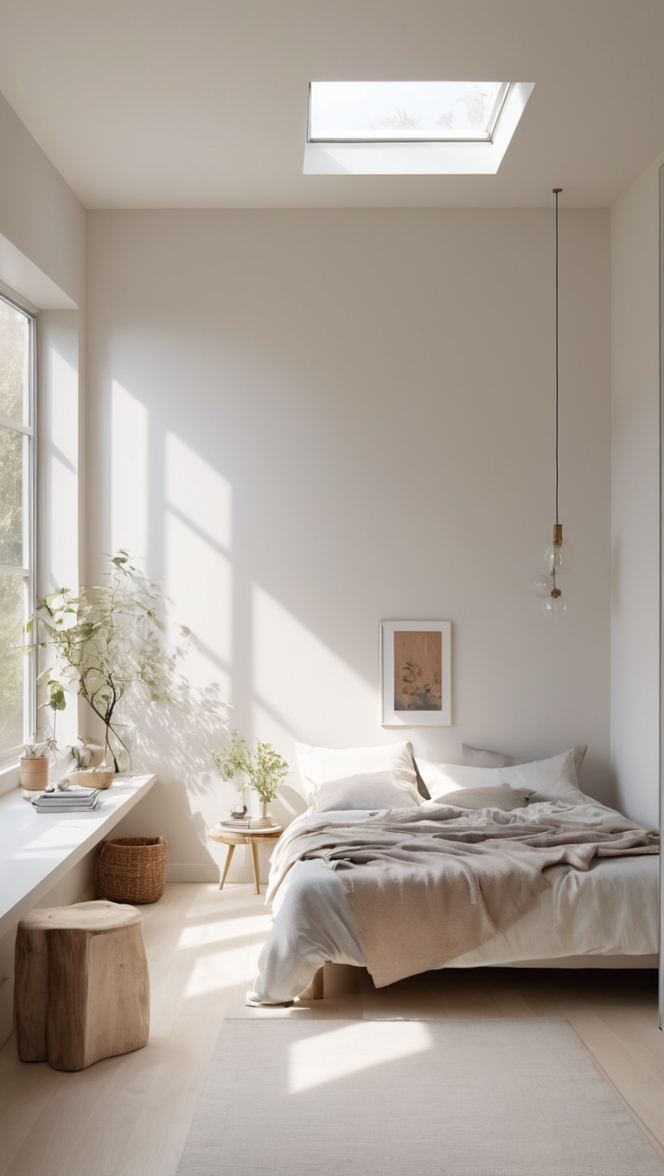 minimalist decor, Scandinavian bedroom, space-saving furniture, simple bedroom design, modern minimalist room