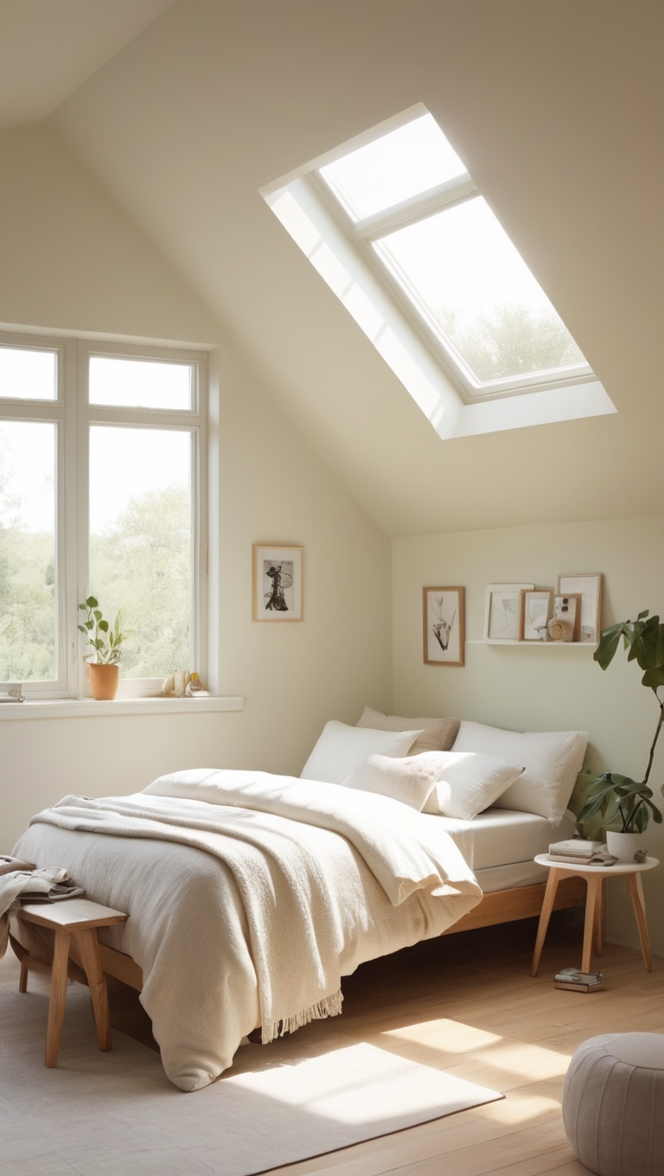 How would I design a cozy warm minimalist bedroom? ?